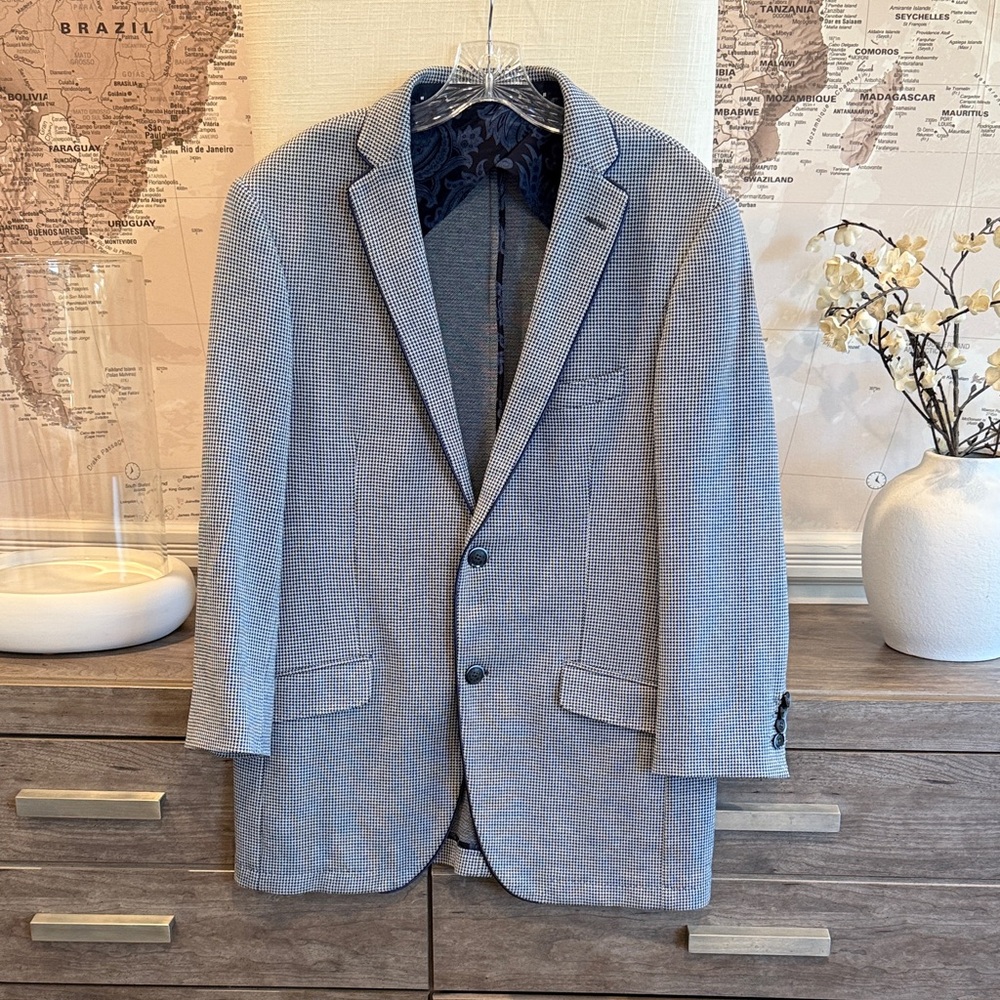 Etro navy blue houndstooth sport coat
